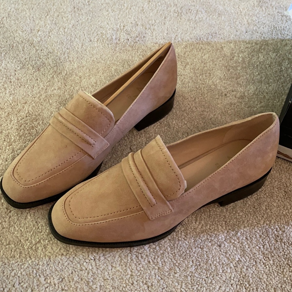 27 Edit taupe suede Caroline loafers